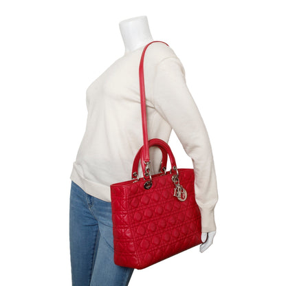 Christian Dior Pink Cannage Leather Large Lady Dior Bag