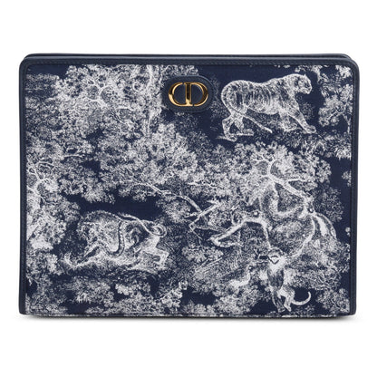 Christian Dior 2024 Blue Toile de Jouy Reverse Jacquard Dea 30 Montaigne Pouch