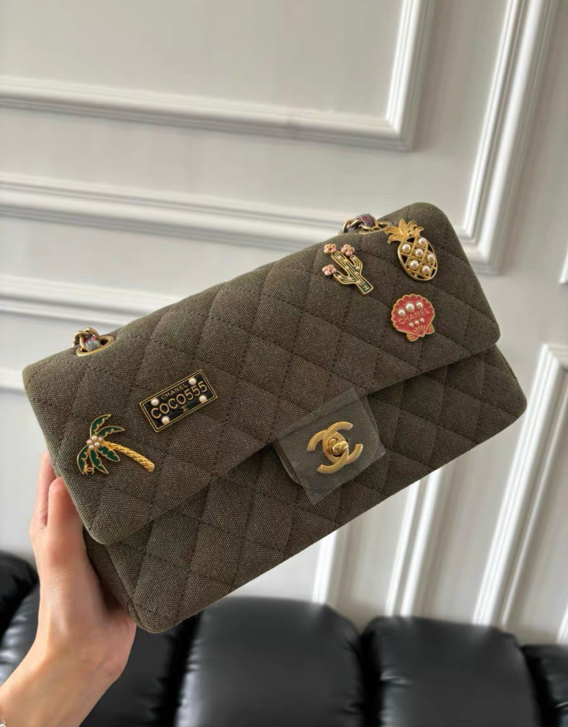 Chanel Timeless Canvas Gold Shoulder Bag