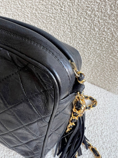 Chanel Vintage Black Lambskin Camera Bag with 24k Gold Hardware