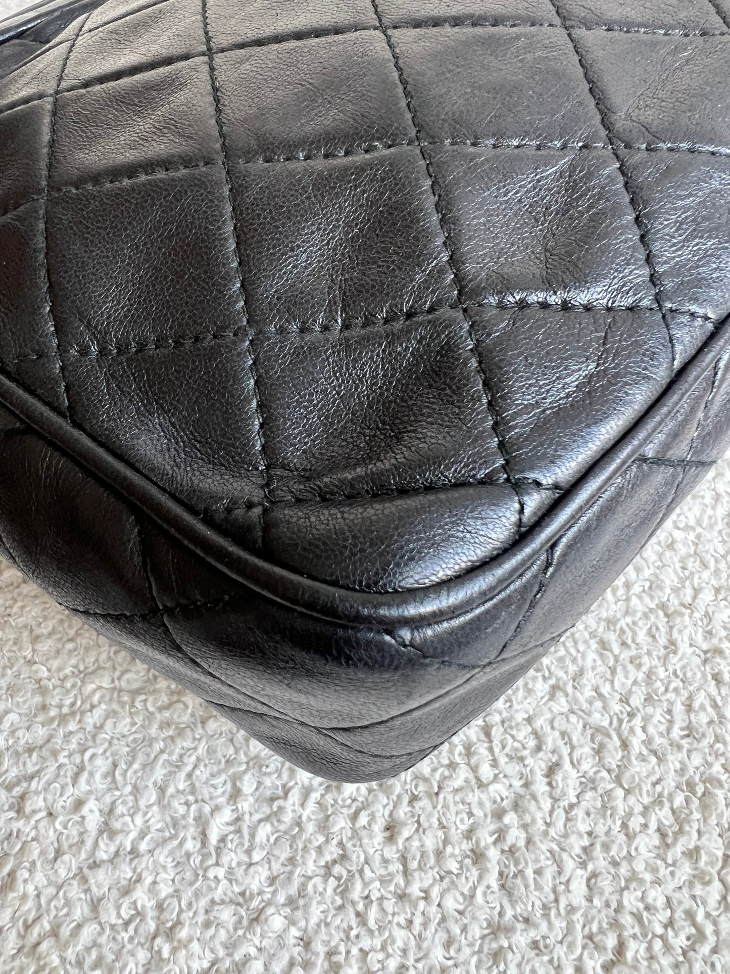 Chanel Vintage Black Lambskin Camera Bag with 24k Gold Hardware