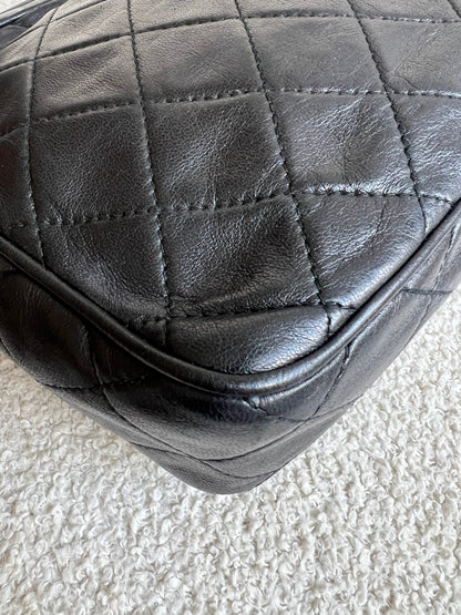 Chanel Vintage Black Lambskin Camera Bag with 24k Gold Hardware
