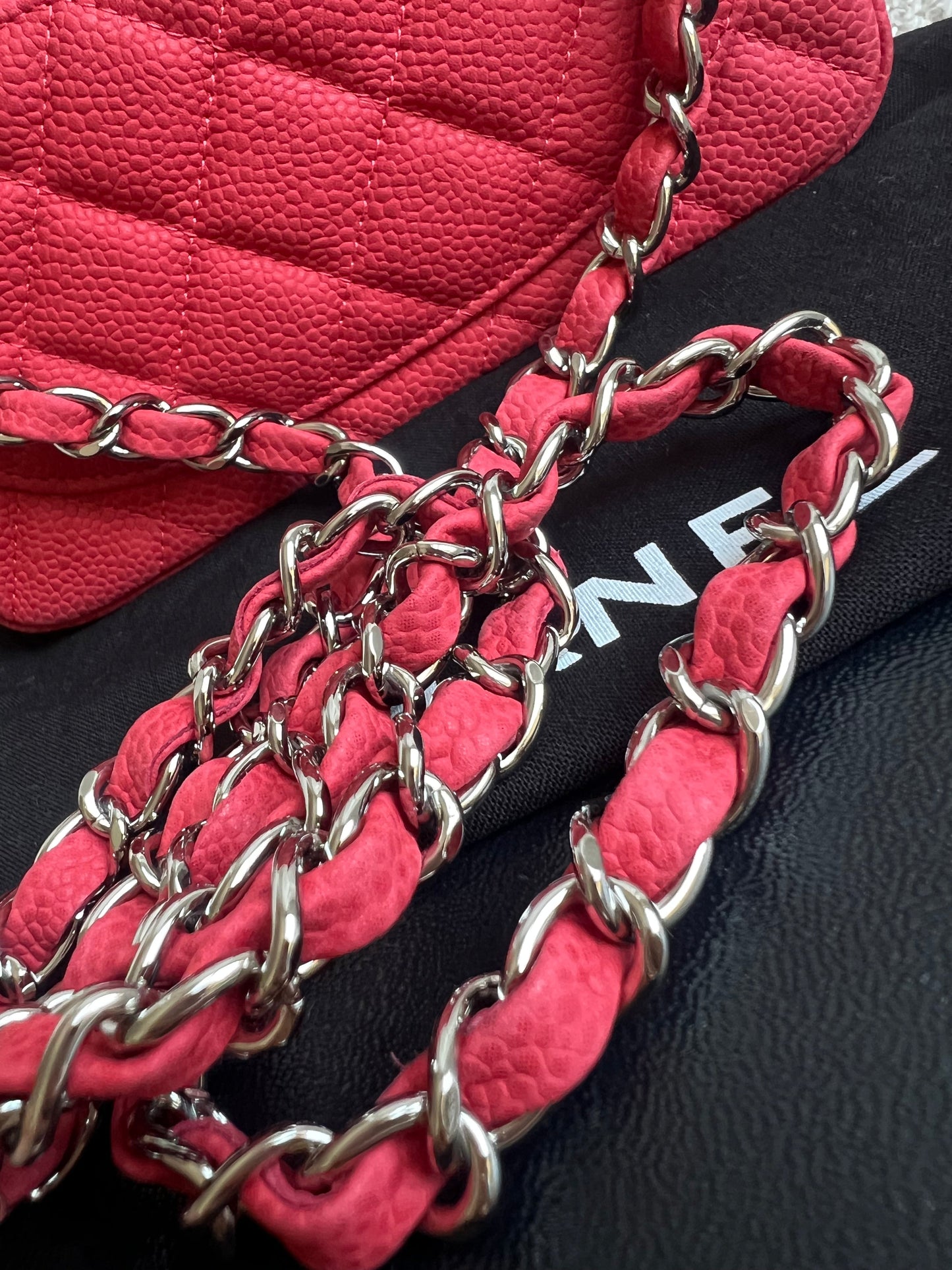 Chanel Square Mini Classic Flap in Coral Red Suede Caviar