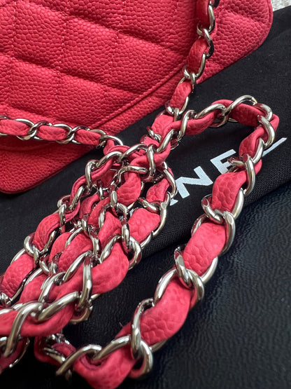 Chanel Square Mini Classic Flap in Coral Red Suede Caviar