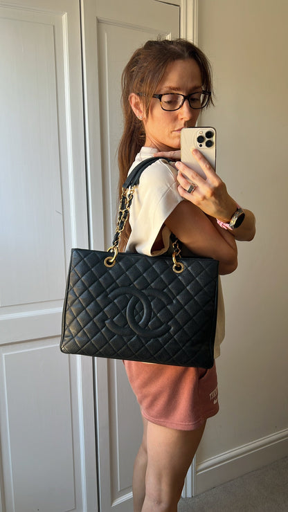 Chanel Black Caviar Grand Shopper Tote Gold Hardware (GST)