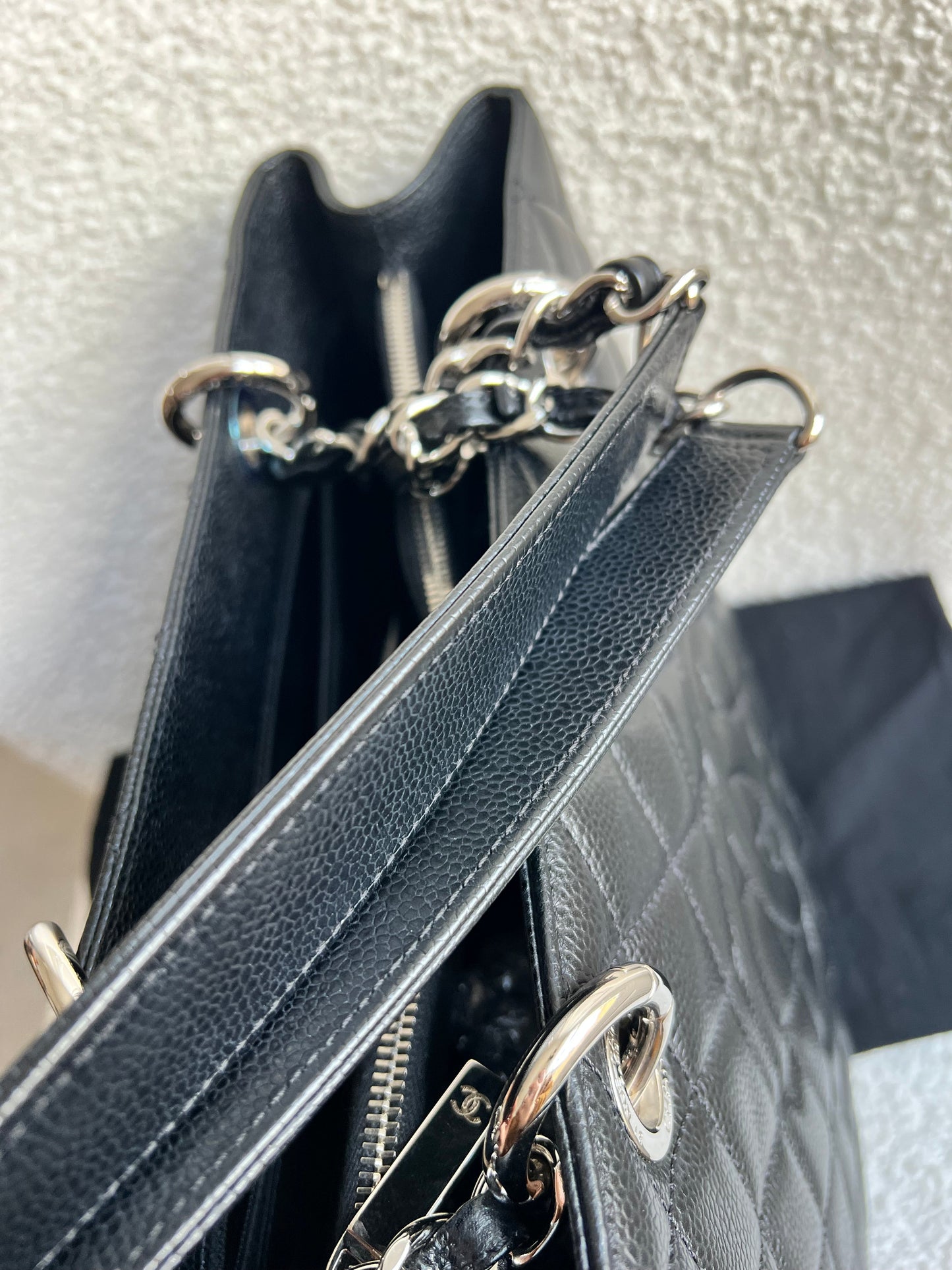 Chanel Black Caviar Grand Shopper Tote (GST) Silver Hardware