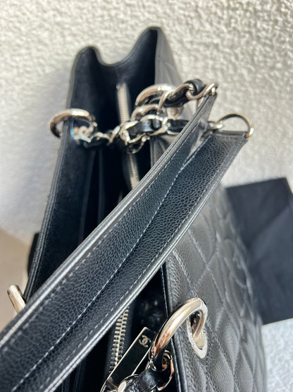 Chanel Black Caviar Grand Shopper Tote (GST) Silver Hardware