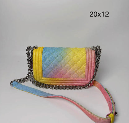 Chanel Boy Caviar Silver Shoulder Bag