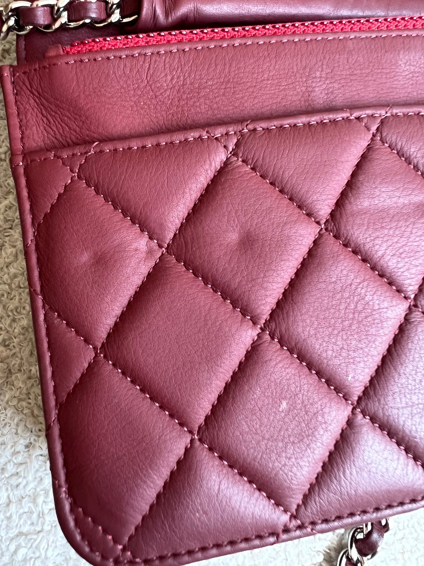 Chanel Burgundy Lambskin Wallet on Chain