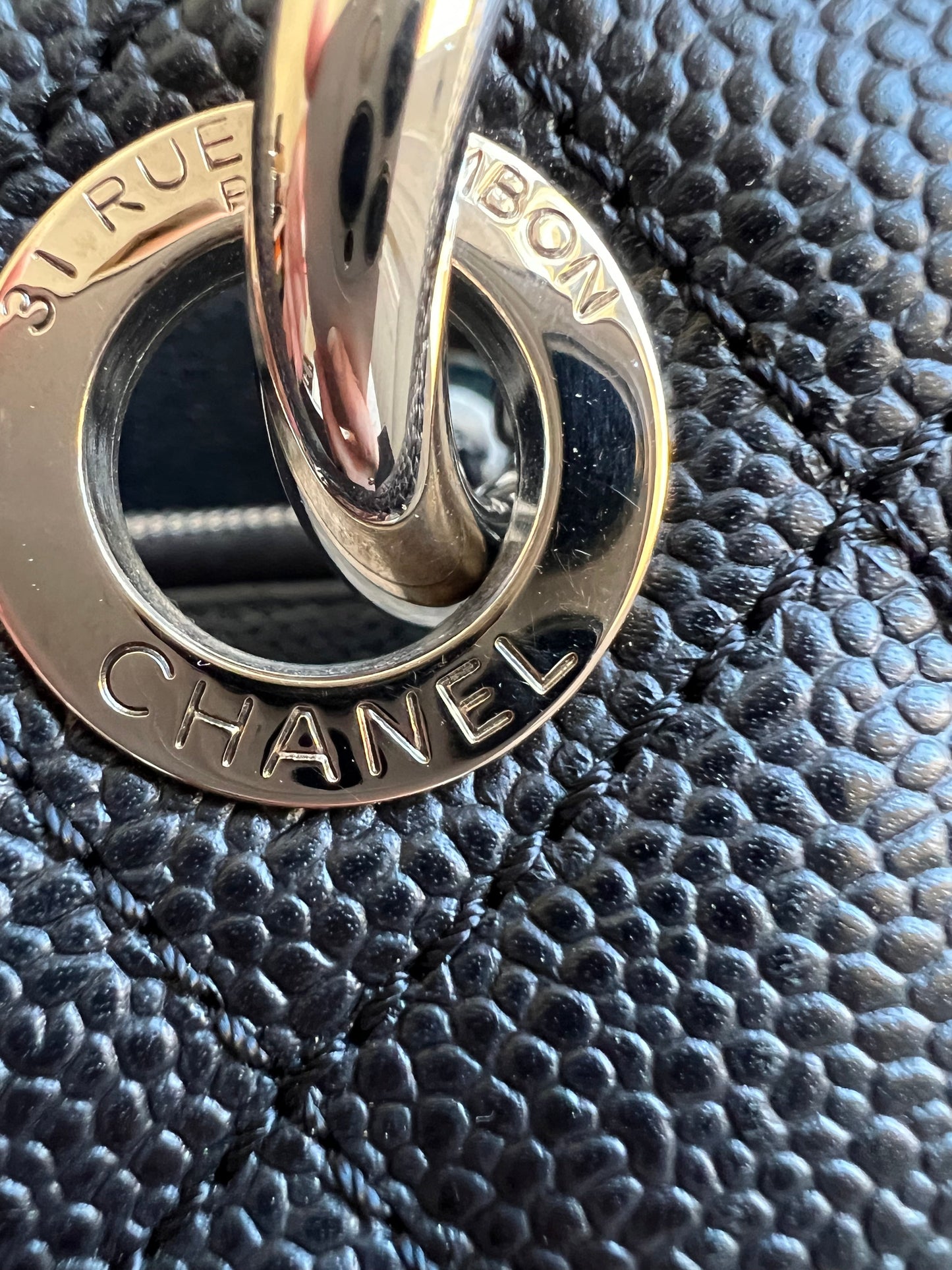 Chanel Black Caviar Grand Shopper Tote (GST) Silver Hardware