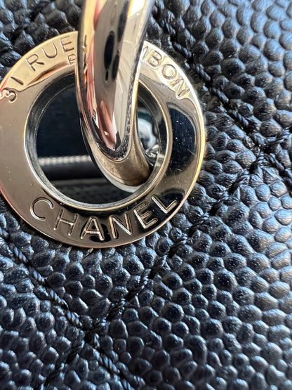 Chanel Black Caviar Grand Shopper Tote (GST) Silver Hardware