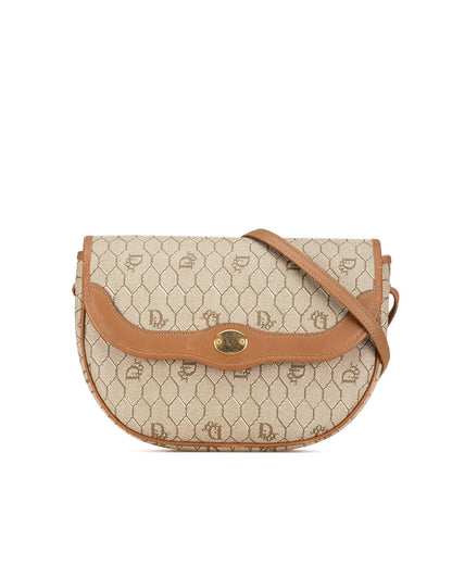 Honeycomb Coated Canvas Crossbody Bag with Leather Trim