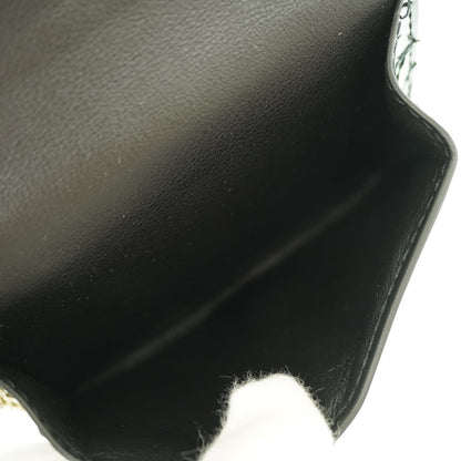 Dior Shoulder Bag Patent leather black Chain Card Case Coin Case Wallet Women