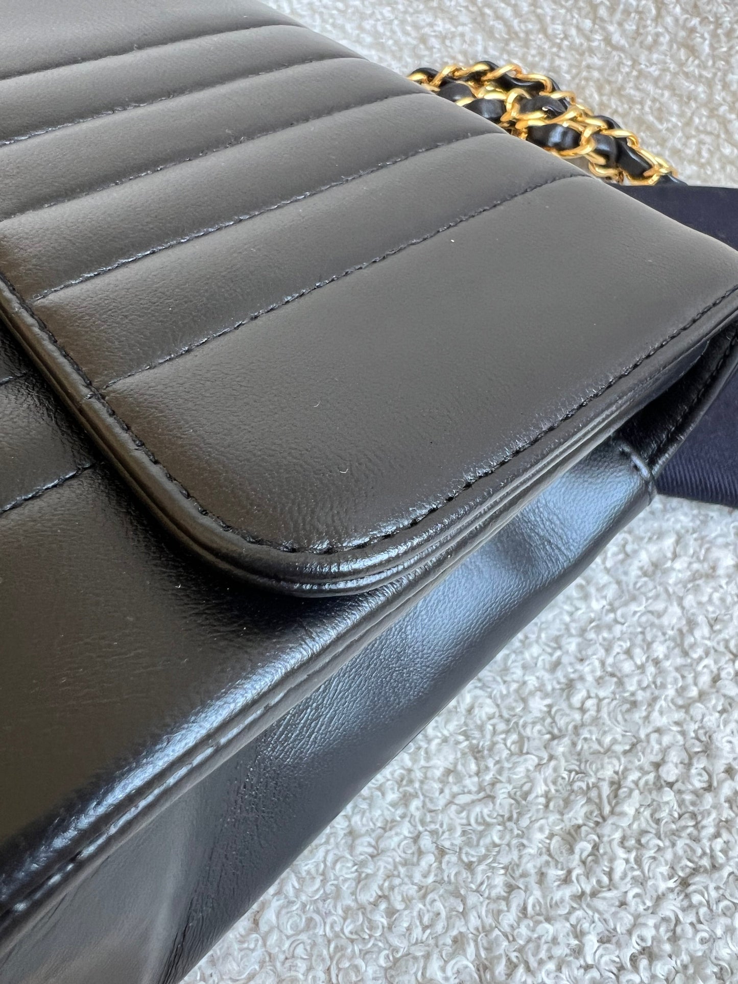Chanel Medium Black Vertical Quilted Lambskin Vintage Classic Flap Bag with 24K gold hardware