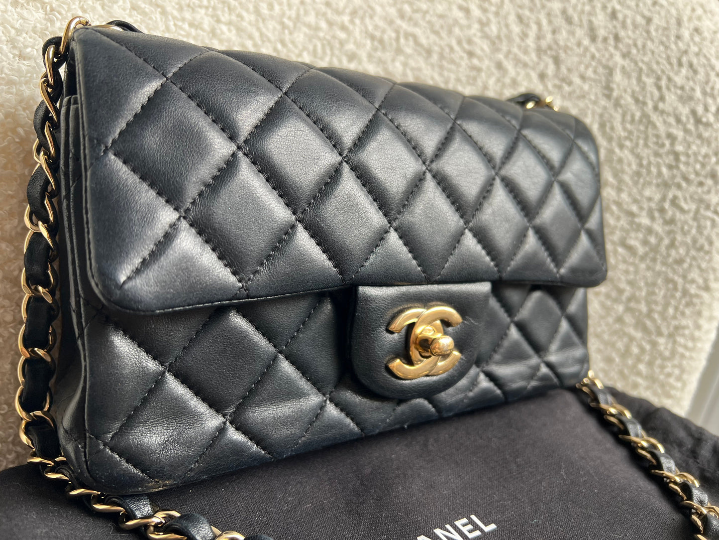 Chanel Mini Rectangular Classic Flap in Black Lambskin (RRP £4,390)
