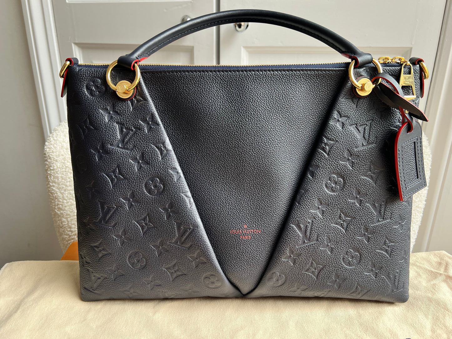 Louis Vuitton V Tote MM Navy Empreinte (RRP £2,390)