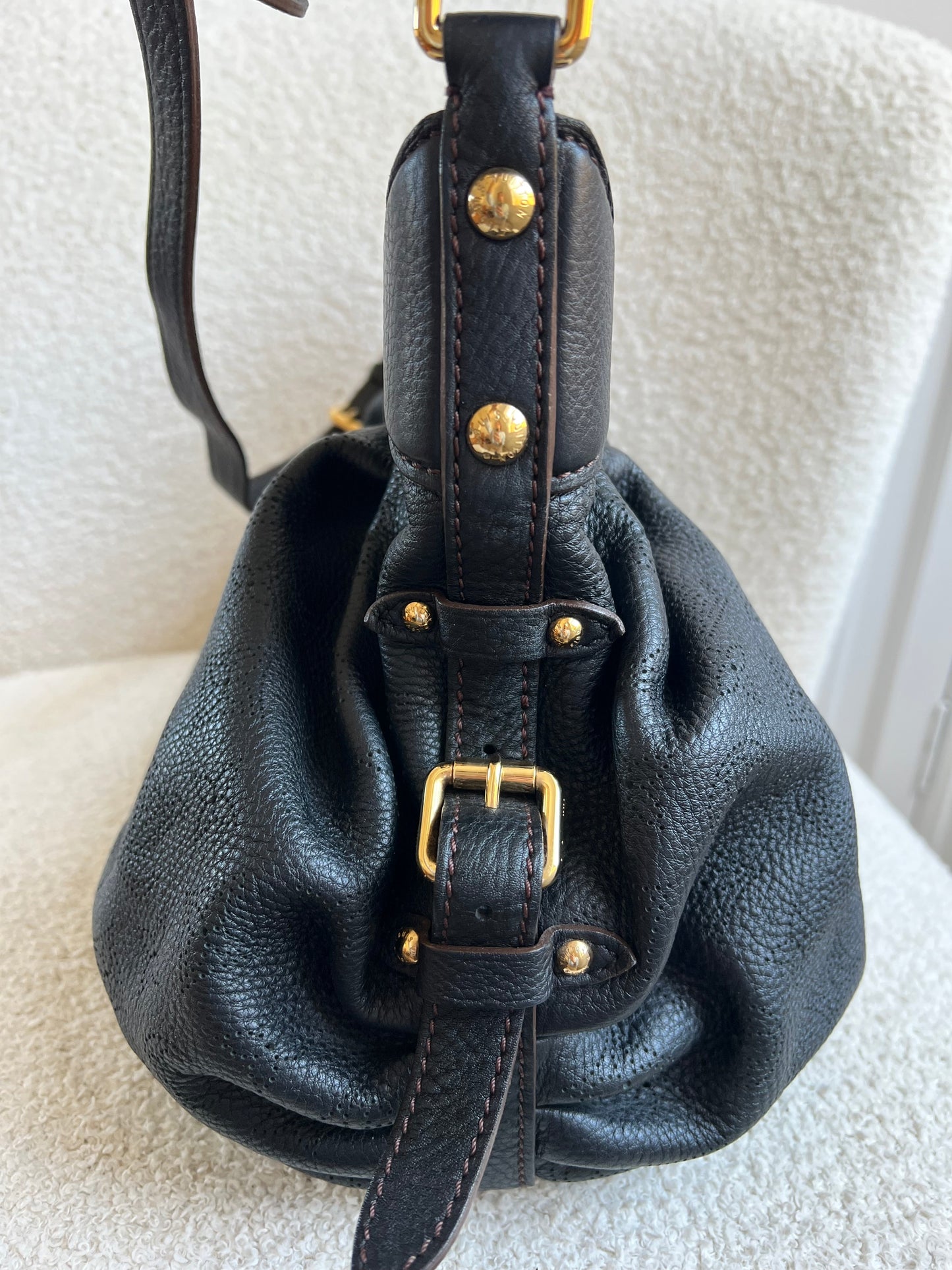 Louis Vuitton Black Monogram Mahina Leather Shoulder Bag