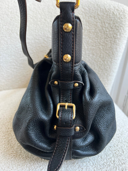 Louis Vuitton Black Monogram Mahina Leather Shoulder Bag