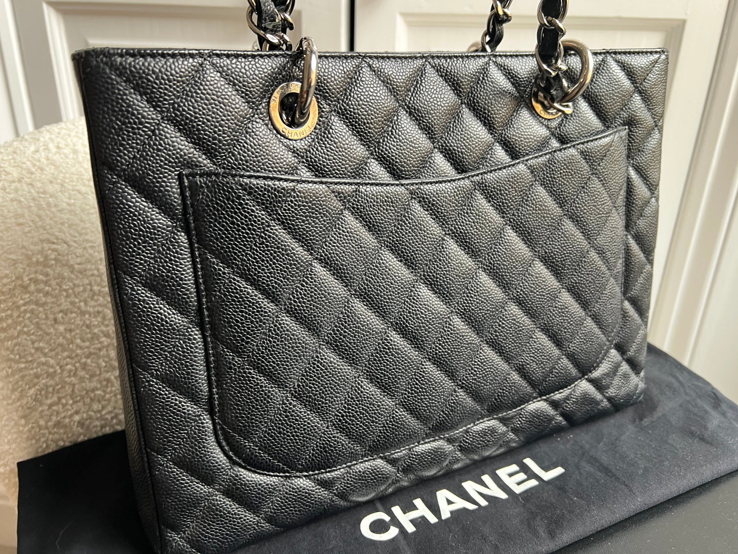 Chanel Black Caviar Grand Shopper Tote (GST) Silver Hardware