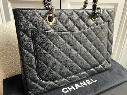 Chanel Black Caviar Grand Shopper Tote (GST) Silver Hardware