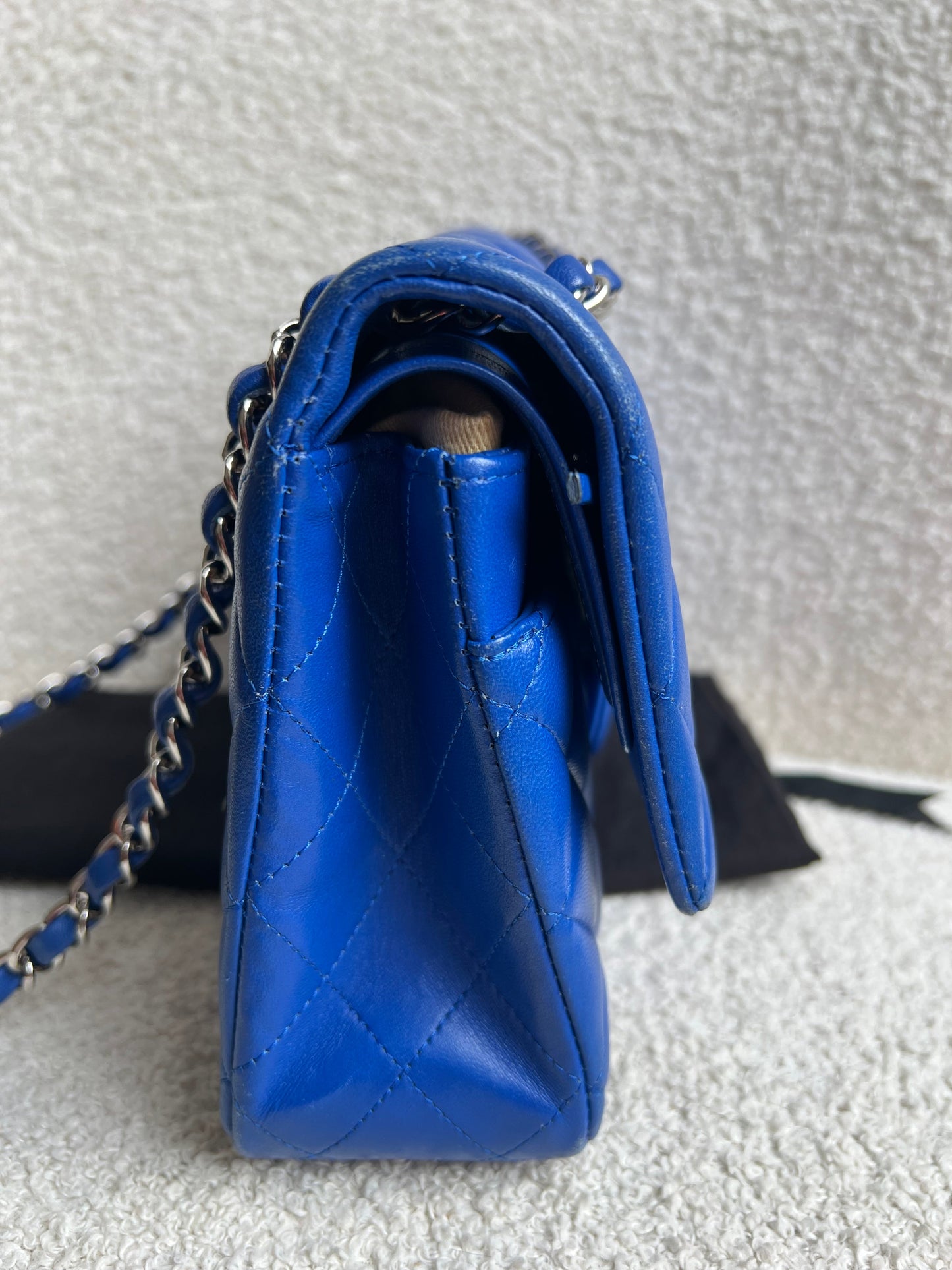 Chanel Medium Classic Flap in Cobalt Blue Lambskin with silver hardware (RRP £9090)