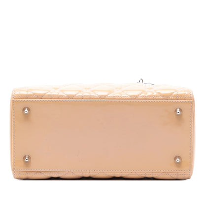 Brown Dior Medium Patent Cannage Lady Dior Satchel