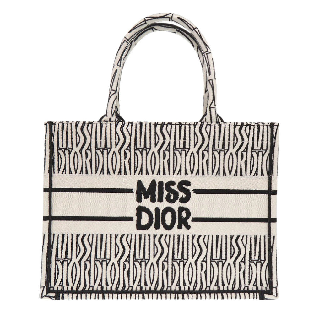 Christian Dior Handbag canvas white Medium Book Tote in Embroidery Women(Unisex)