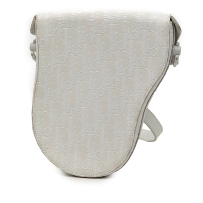 White Dior Oblique Calfskin Saddle Boxy Crossbody