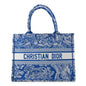 Christian Dior Canvas Embroidered Medium Dioriviera Toile De Jouy Book Tote Fluorescent Blue