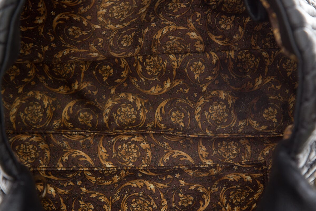 Versace Black Quilted Paisley Crossbody Handbag