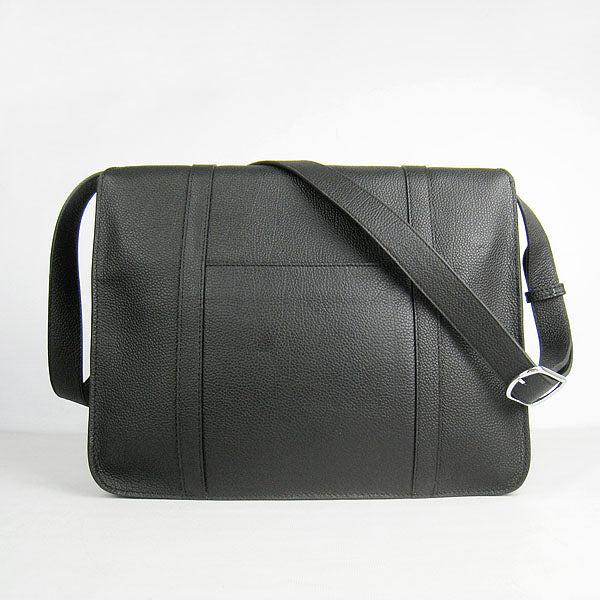 Luxury Hermes Steve Shoulder Bag Cow Leather Black