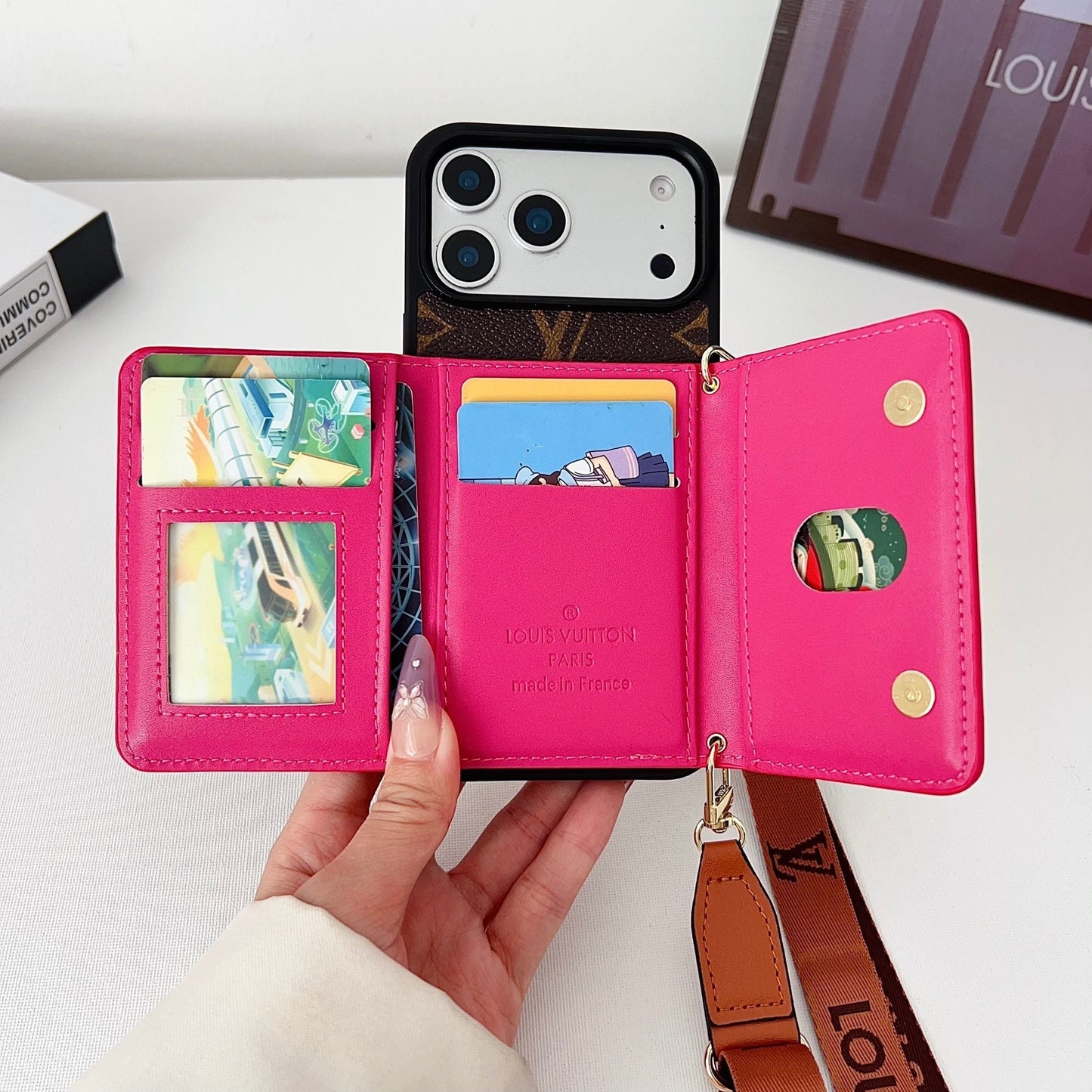 Multicolor Monogram Crossbody Wallet Case for 14-17 / Pro / Pro Max