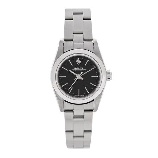 Stainless Steel 24mm Oyster Perpetual Watch Black 76080
