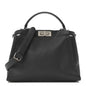 Fendi Cuoio Romano Selleria Bi-Color Medium Peekaboo Iconic Satchel Asfalto Latte