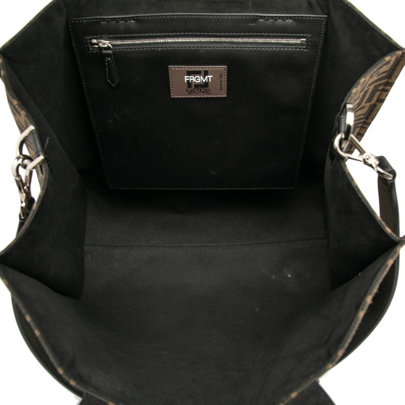 Fendi FF Logo Nylon Leather Shoulder Bag