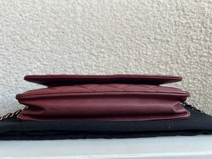 Chanel Burgundy Lambskin Wallet on Chain