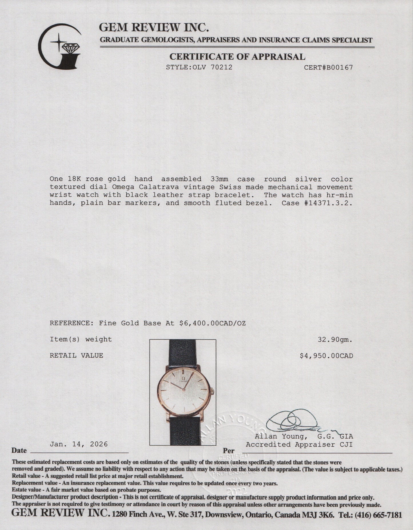Omega Vintage 18k Rose Gold Calatrava 33 MM Manual Watch