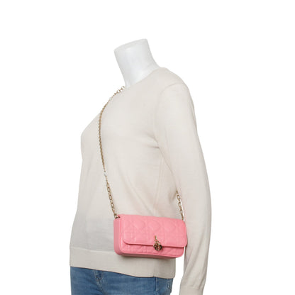 Christian Dior 2024 Pink Lambskin Cannage Dior Talk Phone Pouch