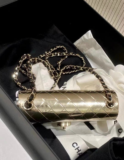 Chanel Quilted Hammered Metal Mini Classic Flap Evening Box Bag Gold Hardware 2022