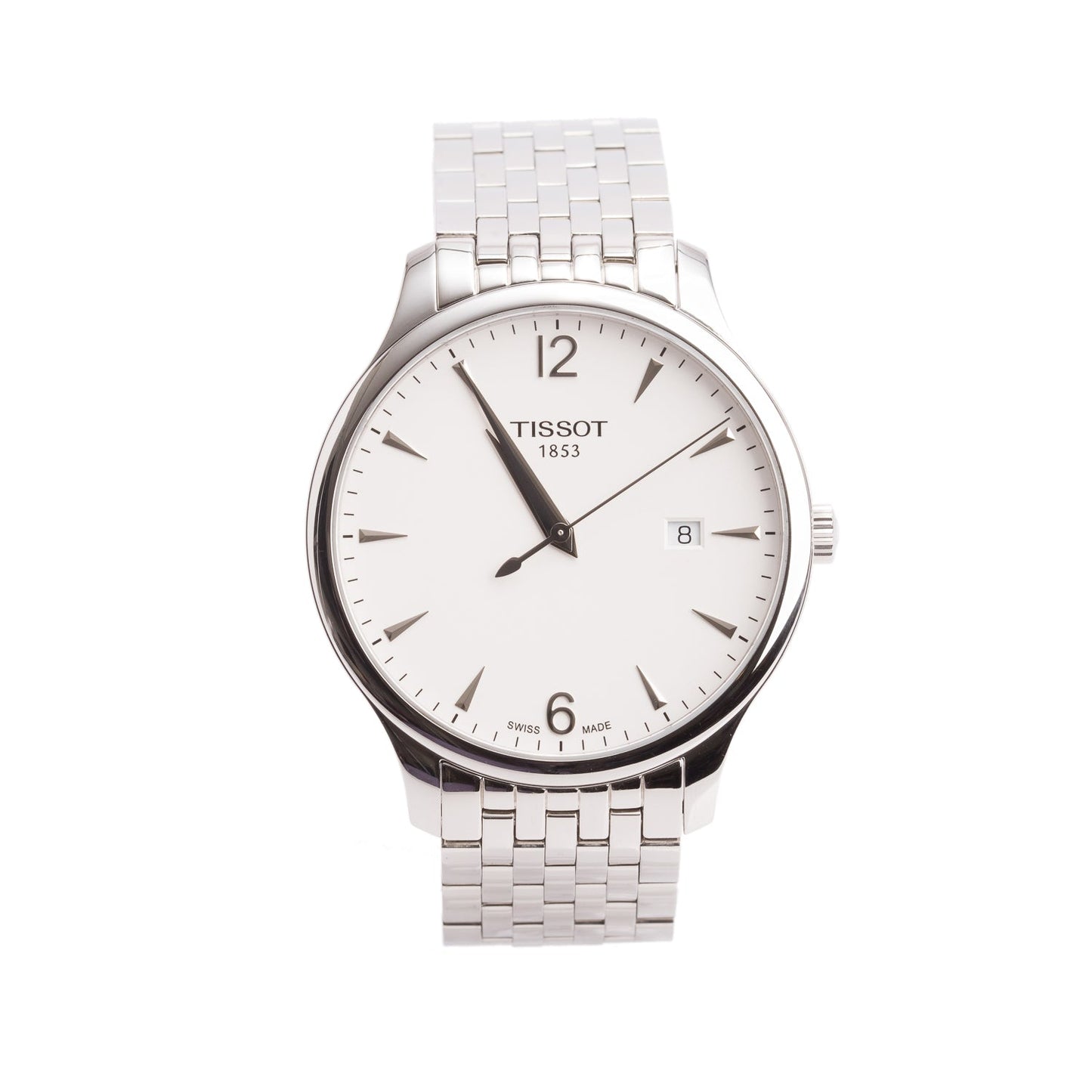 Tissot Stainless Steel Tradition 42 MM Quartz Watch Silver Dial w/ Box & Papers
