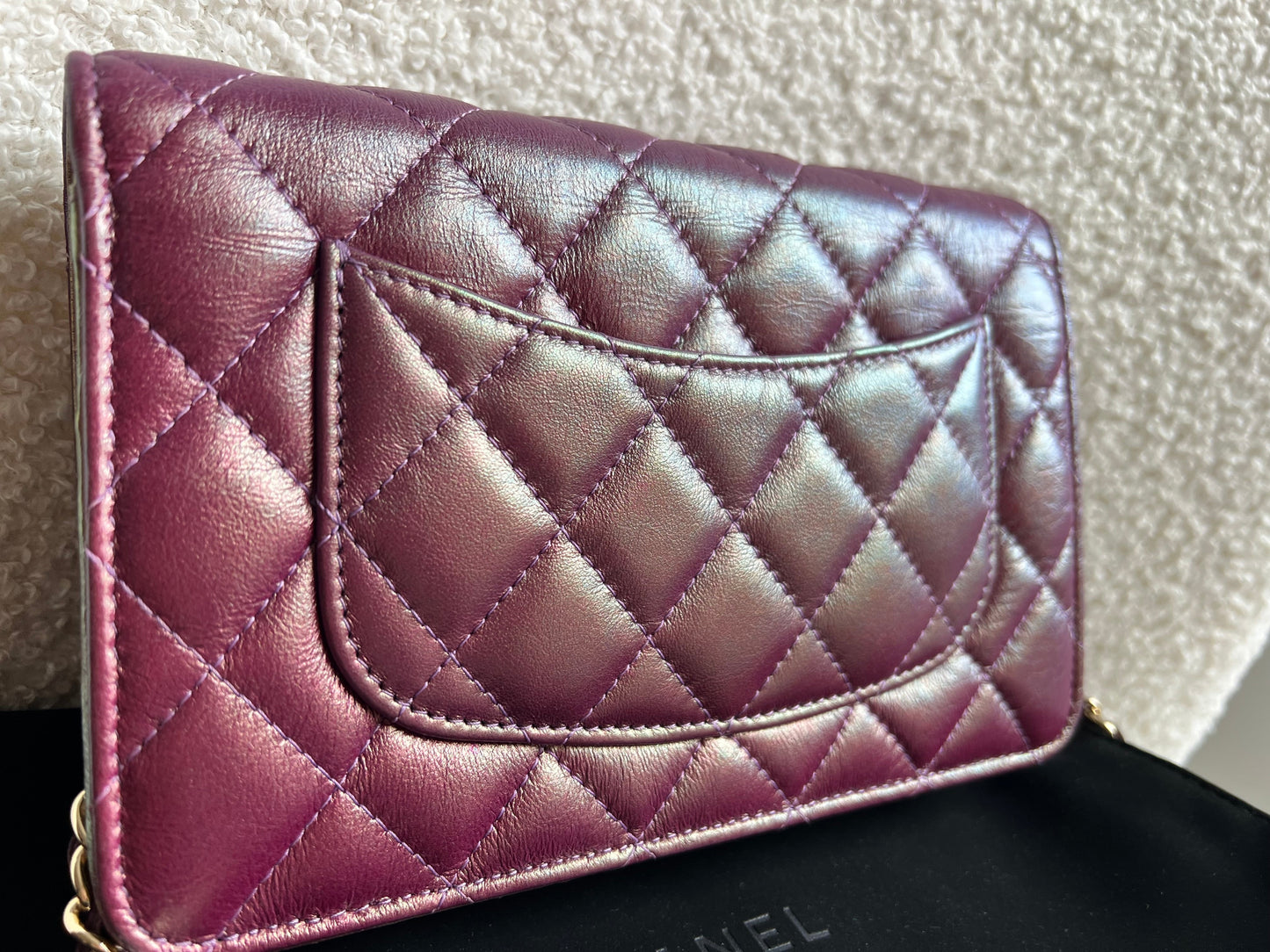 Chanel Iridescent Purple Lambskin Wallet on Chain