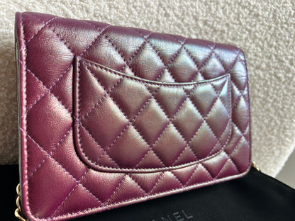 Chanel Iridescent Purple Lambskin Wallet on Chain