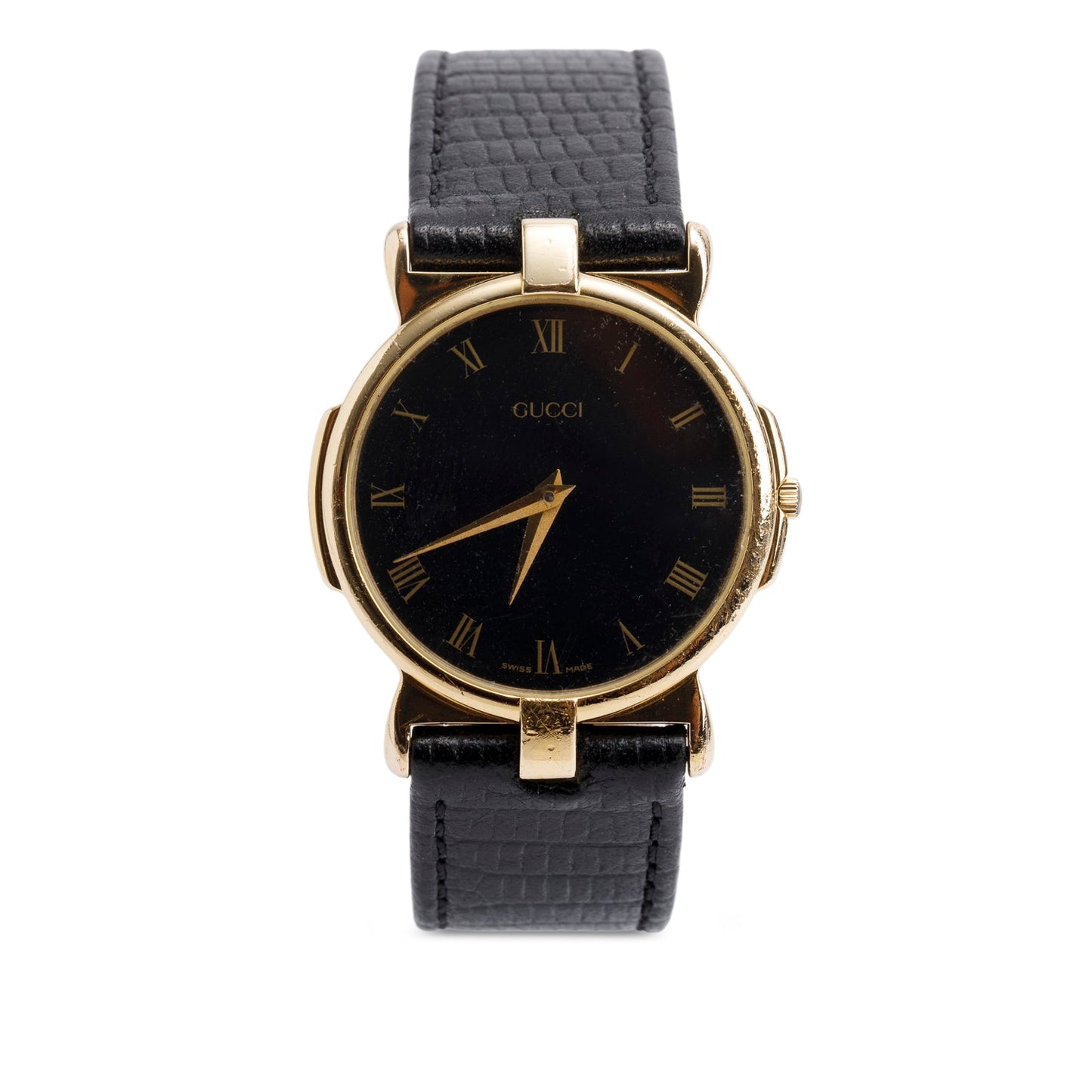 Gucci Yellow Gold Plated Stainless 3400 Series 31 MM Watch Black Dial