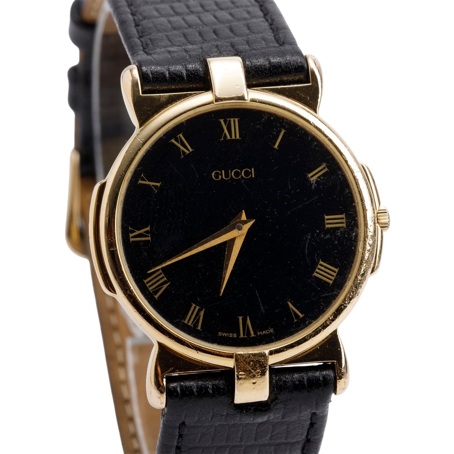 Gucci Yellow Gold Plated Stainless 3400 Series 31 MM Watch Black Dial