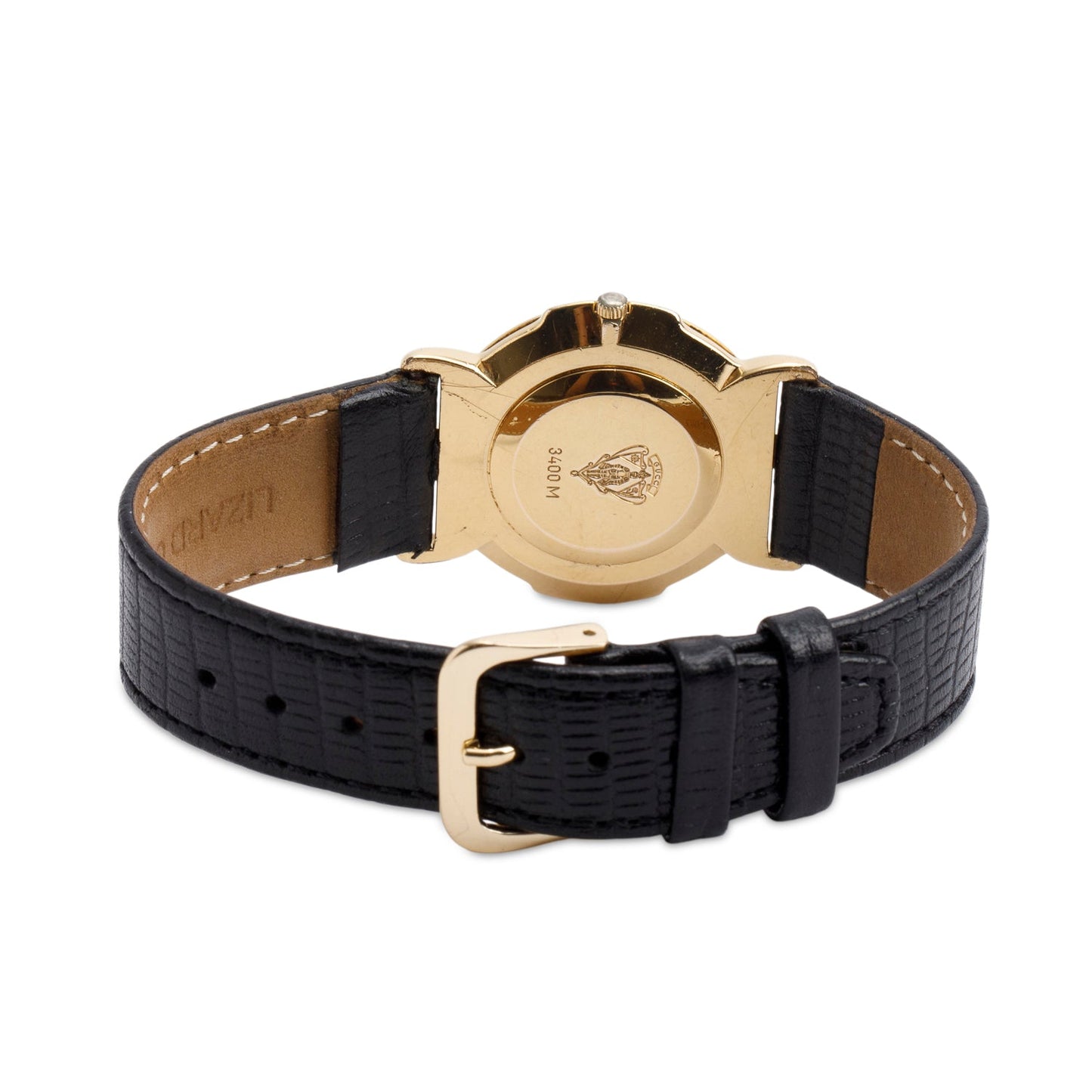 Gucci Yellow Gold Plated Stainless 3400 Series 31 MM Watch Black Dial