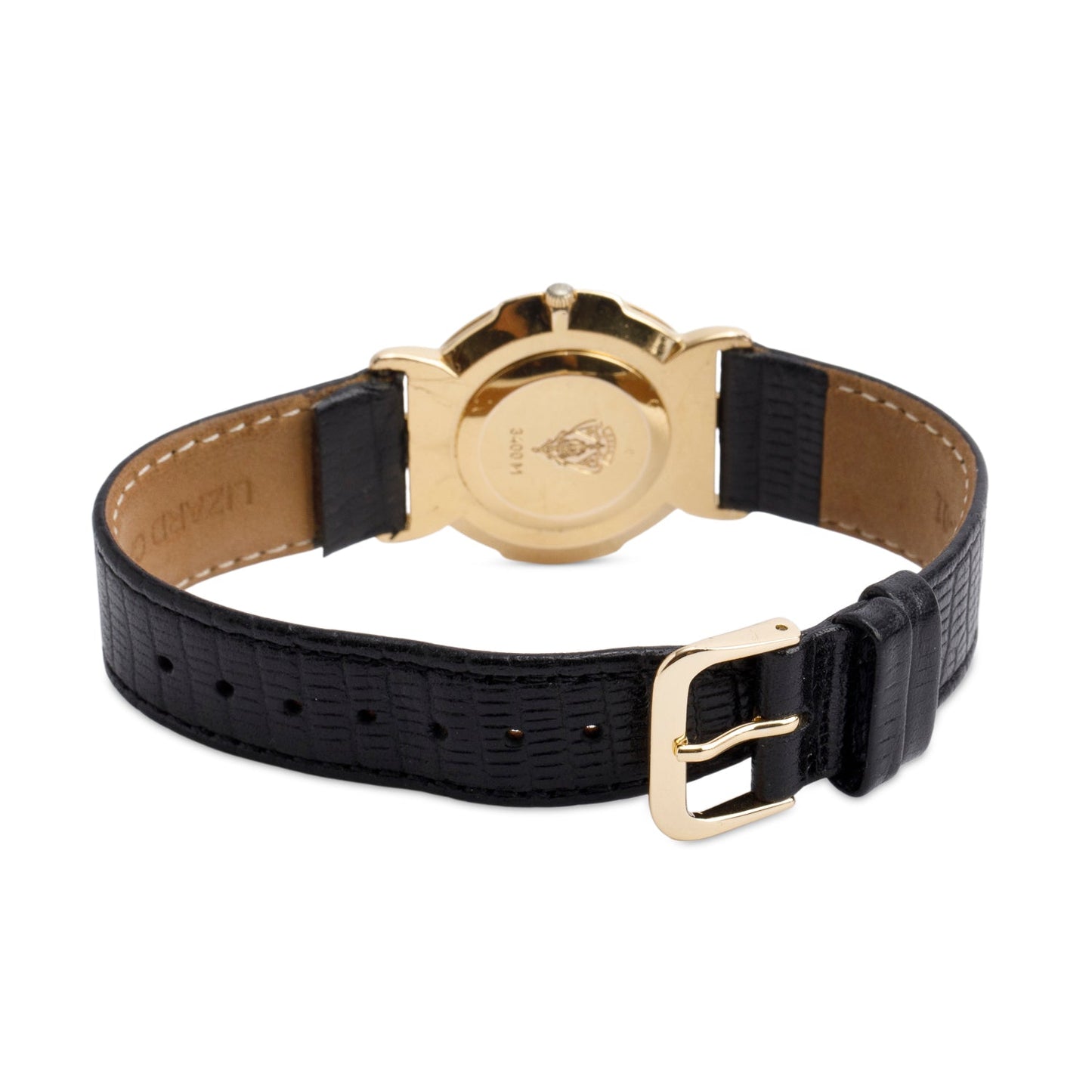Gucci Yellow Gold Plated Stainless 3400 Series 31 MM Watch Black Dial