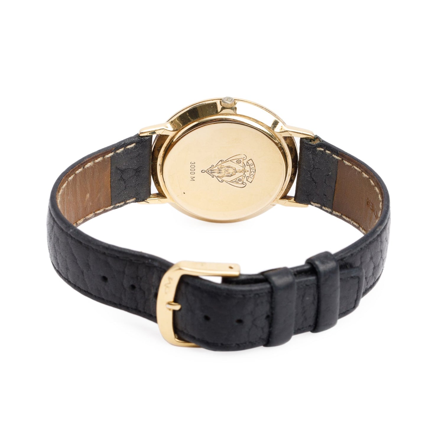 Gucci Gold Plated Stainless Steel 3000 Series 33MM Watch Black Dial