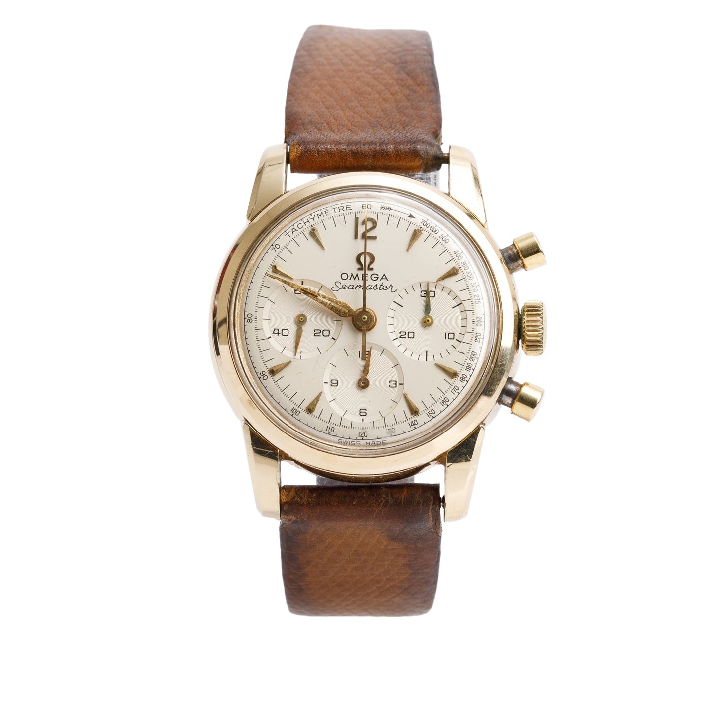 Omega Vintage Gold-Plated Stainless Steel Seamaster 34 MM Manual Chronograph Watch