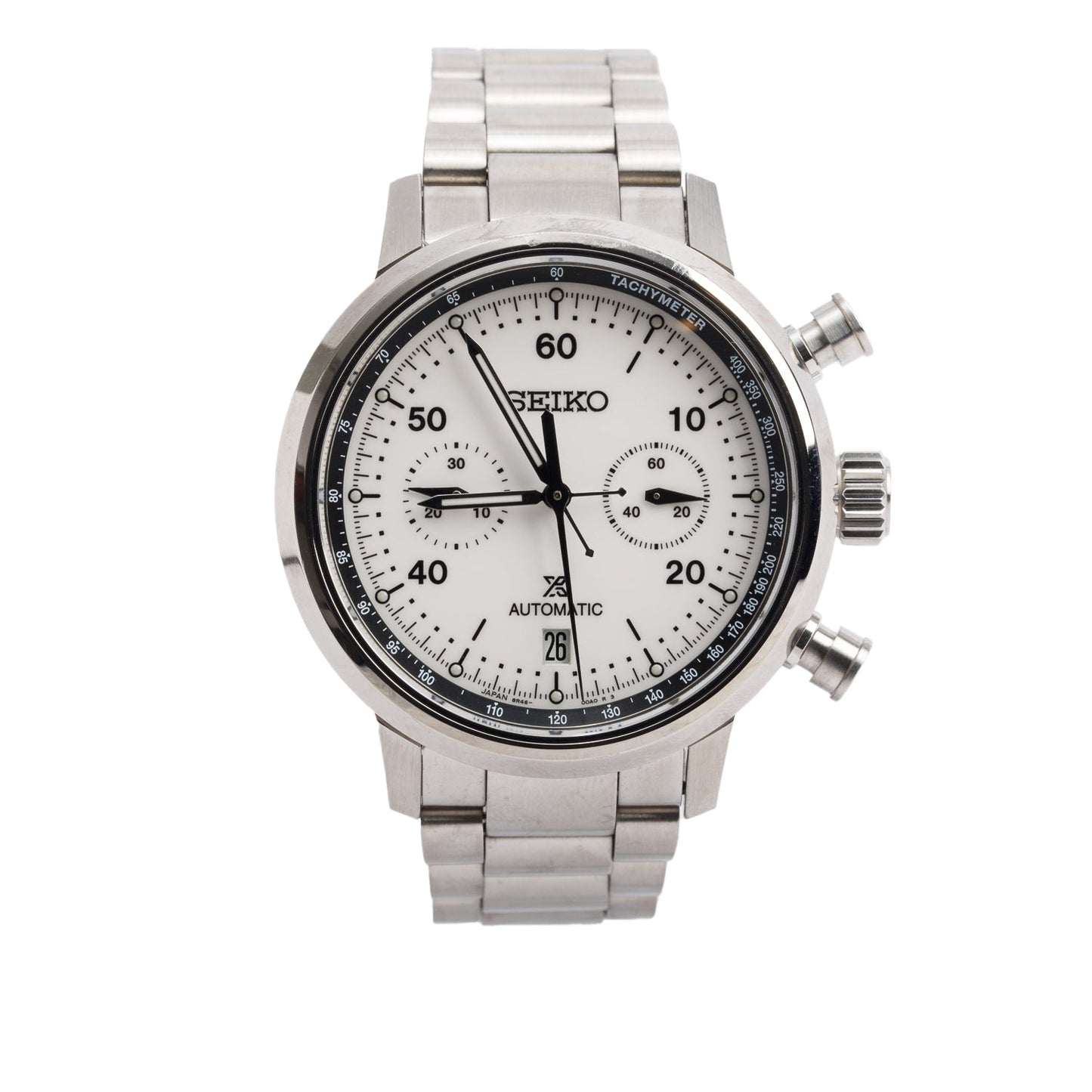 Seiko 2025 Limited Edition Stainless Steel Prospex 42.5 mm Automatic Chronograph Watch White Dial SRQ035J1 w/ Box, Papers & Extra Straps