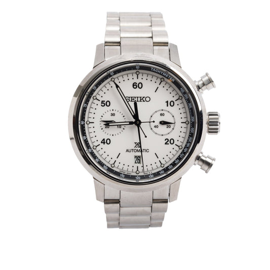 Seiko 2025 Limited Edition Stainless Steel Prospex 42.5 mm Automatic Chronograph Watch White Dial SRQ035J1 w/ Box, Papers & Extra Straps
